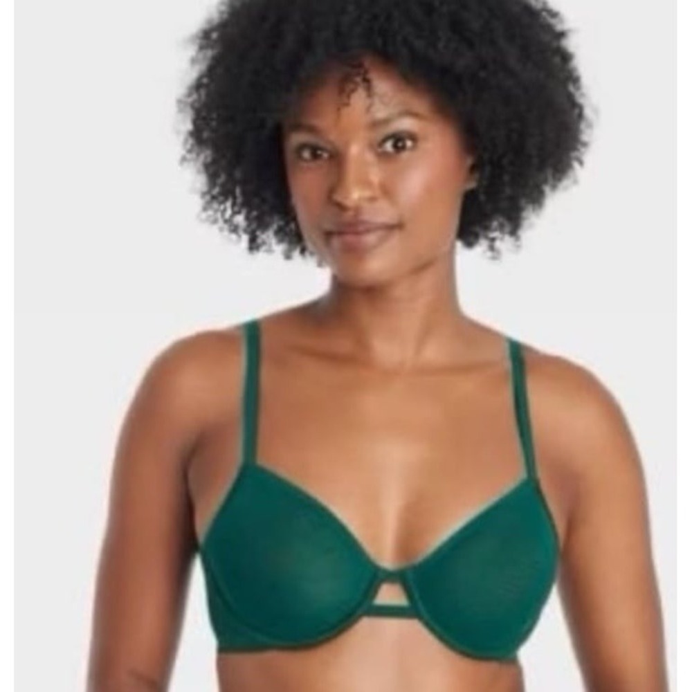 NEW Auden Dark Green Smooth Unlined Demi Coverage Underwire Bra, Size 36B
